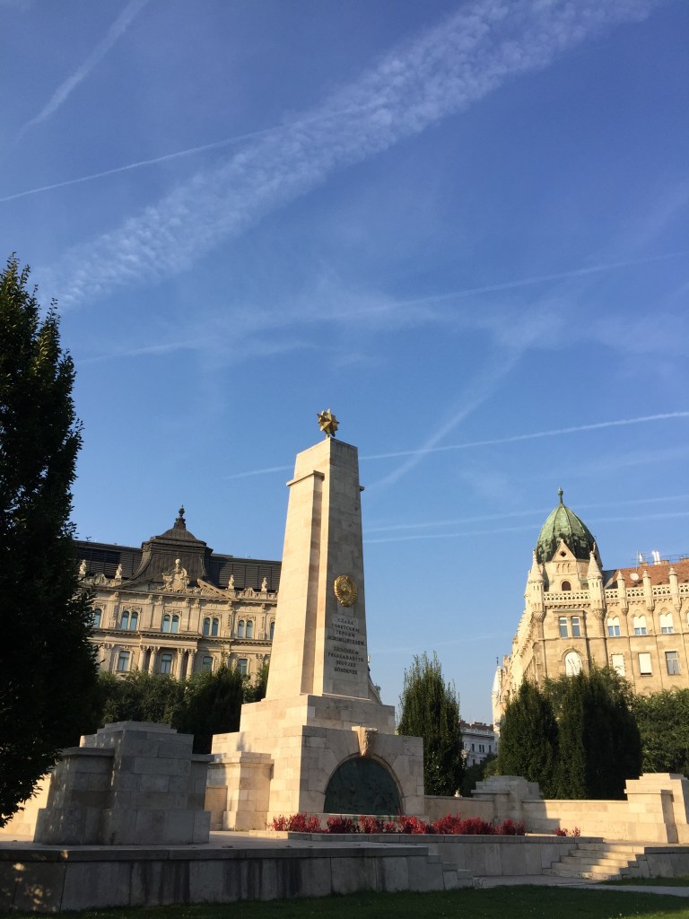 Another mind-boggling memorial, the Soviet Monument in the freedom or Liberty Square commemorating Russia freeing Hungary from Germany... and imposing communism. . . 