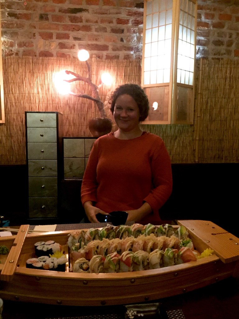 Proof that I was with another human being and a sushi boat. 